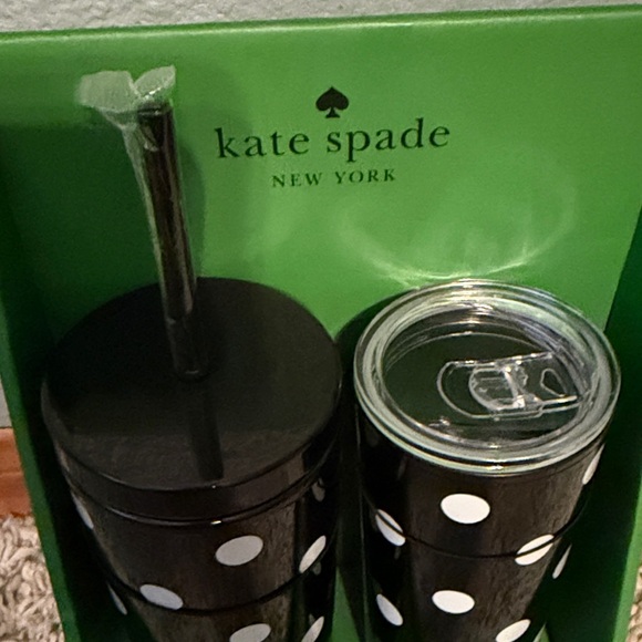 Kate Spade Black Tumbler Set with White Polka Dots - Picture 4 of 5